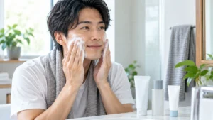 洗顔・保湿・日焼け止めから始めるメンズ美容初心者向けスキンケアのイメージ